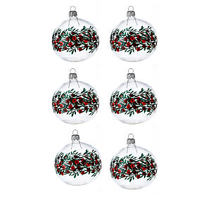 Set 6 boules de Noël verre soufflé 80 mm