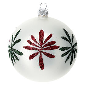 Set of 9 white Christmas balls with red and green glitter 100 mm