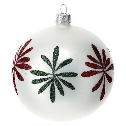 Set of 9 white Christmas balls with red and green glitter 100 mm 4