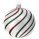 Set of 9 white Christmas balls with red and green glitter 100 mm s3