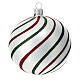 Set of 9 white Christmas balls with red and green glitter 100 mm s5