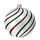 Set 9 pcs Christmas balls in blown glass in white glitter 100 mm s5