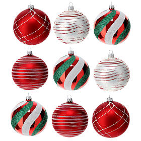 Conjunto 9 bolas de Natal decoradas 100 mm