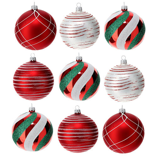 Conjunto 9 bolas de Natal decoradas 100 mm 1