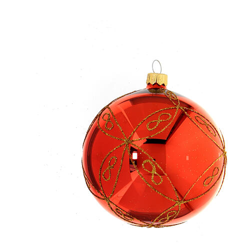 Set of 6 Christmas balls with topper, red blown glass 3