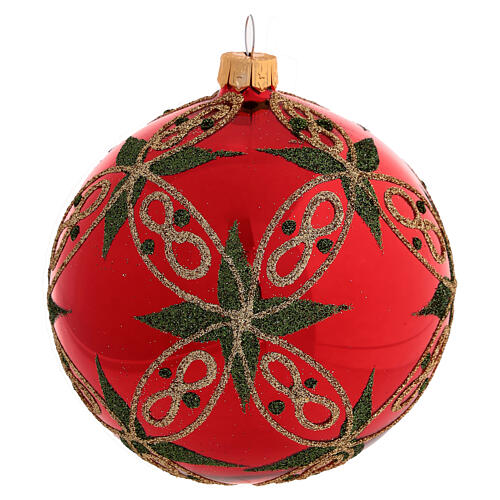 Set of 6 Christmas balls with topper, red blown glass 4