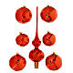 Set of 6 Christmas balls with topper, red blown glass s1