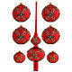 Set of 6 Christmas balls with topper, red blown glass s1