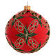 Set of 6 Christmas balls with topper, red blown glass s4