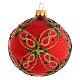 Set of 6 Christmas balls with topper, red blown glass s5