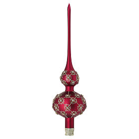 Punta de Navidad de vidrio soplado rojo motivos dorados