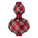 Cimier pour sapin Noël en verre soufflé rouge motifs dorés s2