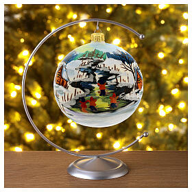 White Christmas ball with landscape 120 mm
