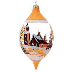 Pointy Christmas ball with snowy landscape 160 mm