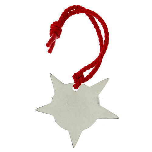 Christmas Star of Bethlehem with red rope, alloy, 6 cm 3