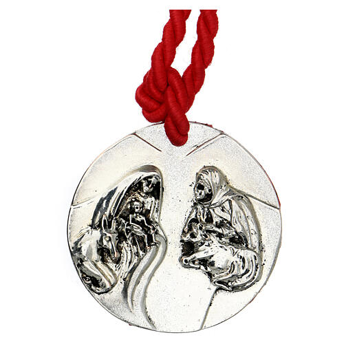 Holy Family of Bethlehem pendant with red rope, alloy, 10 cm 1