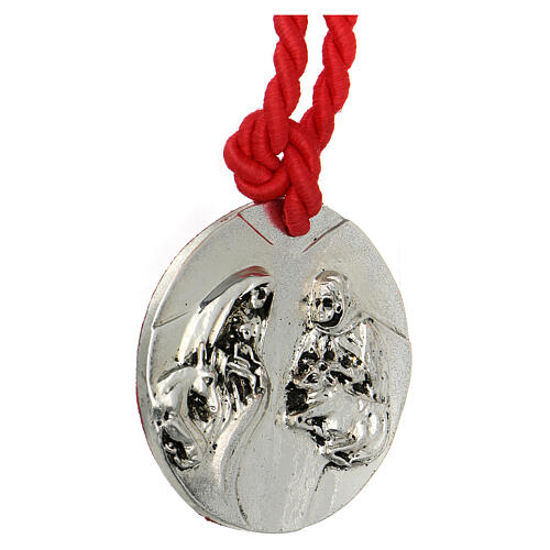 Holy Family of Bethlehem pendant with red rope, alloy, 10 cm 2