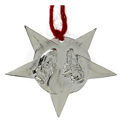 Alloy Christmas Star of Bethlehem with red rope 12 cm 2