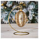 Egg-shaped Christmas ball, gold and silver blown glass with red stones, 80 mm s2