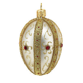 Palla uovo vetro soffiato oro argento pietre 80 mm