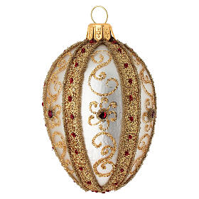 Palla uovo vetro soffiato oro argento pietre 80 mm