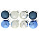 Christmas tree decoration kit with 16 balls of 50 mm and a topper, blue and silver blown glass s2