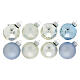Christmas tree decoration kit with 16 balls of 50 mm and a topper, blue and silver blown glass s3