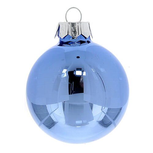 Set albero Natale argento blu puntale 16 palline vetro soffiato 50 mm 8