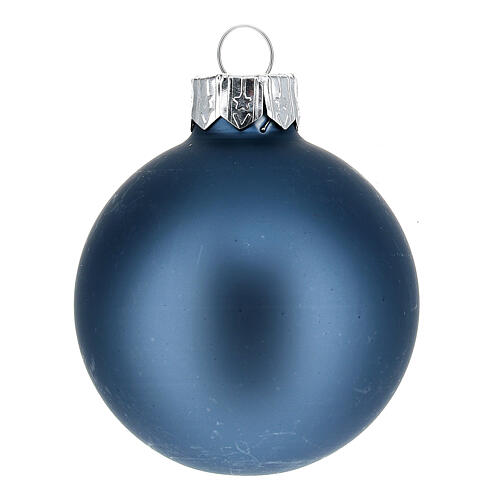 Conjunto enfeites árvore de Natal prata e azul ponteira e 16 bolas vidro soprado 50 mm 6