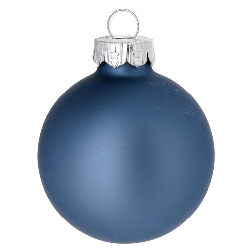 Conjunto enfeites árvore de Natal prata e azul ponteira e 16 bolas vidro soprado 50 mm 4