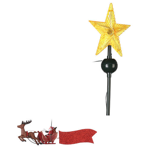 Stern Spitze für Baum Schlitten Weihnachtsmann in Bewegung, 50 cm 6