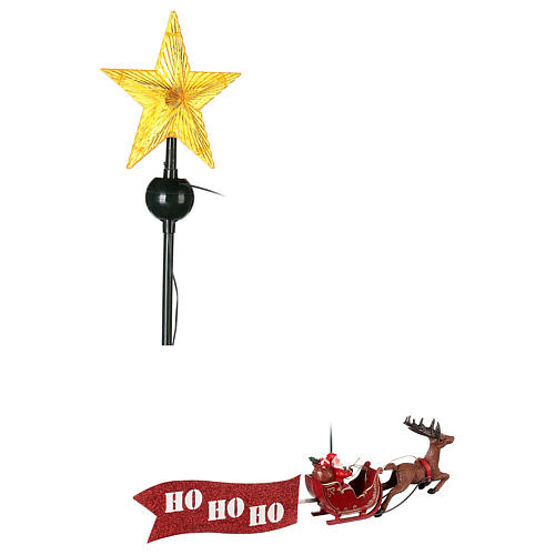 Christmas tree topper: star with floating Santa on his sleigh 50 cm 5