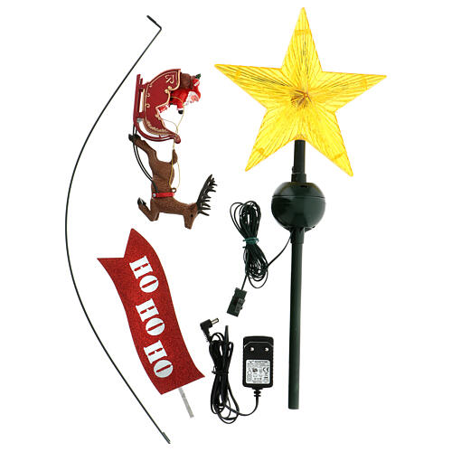 Christmas tree topper: star with floating Santa on his sleigh 50 cm 7