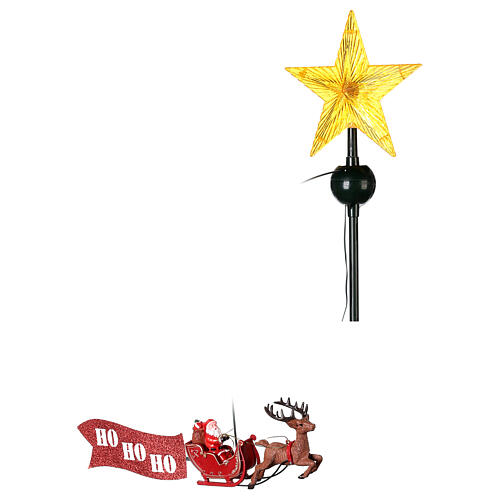 Ponteira para árvore de Natal estrela Pai Natal no trenó movimento 51 cm |  venda online na HOLYART