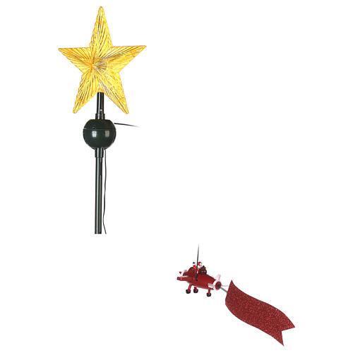 Christmas tree topper: star with floating Santa on a plane 50 cm 5