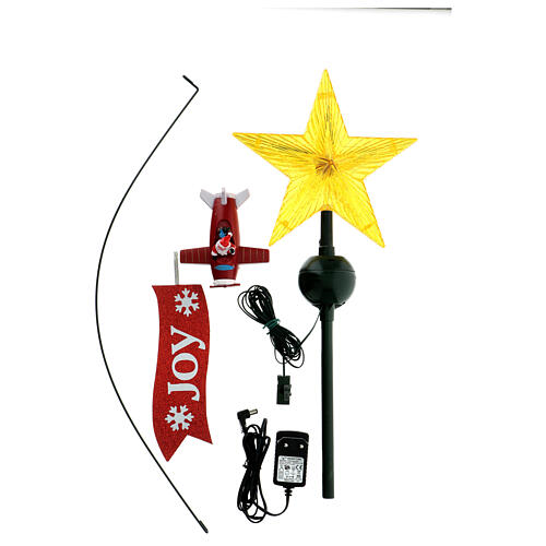 Christmas tree topper: star with floating Santa on a plane 50 cm 7
