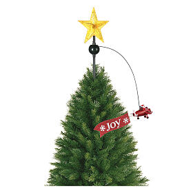 Cimier pour sapin Noël étoile avec avion et Père Noël en mouvement 50 cm