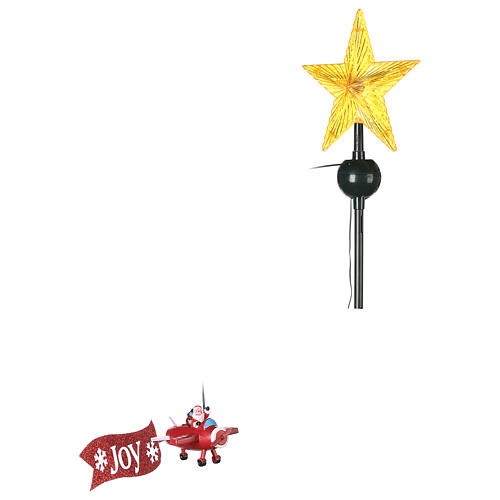 Szpic choinkowy 50 cm Gwiazda i poruszający się samolot Świętego Mikołaja 4