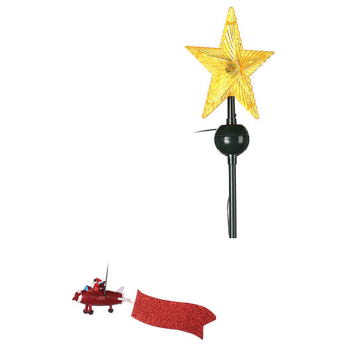 Ponteira para árvore de Natal estrela Pai Natal no avião movimento 50 cm 6