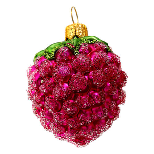 Rote Himbeere, Weihnachtsbaumschmuck aus mundgeblasenem Glas 1