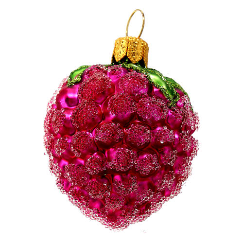 Rote Himbeere, Weihnachtsbaumschmuck aus mundgeblasenem Glas 3