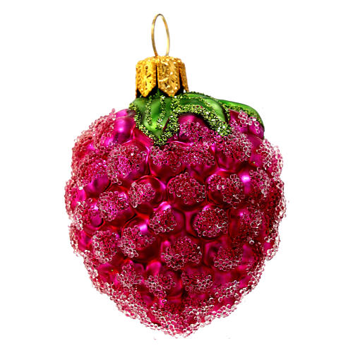 Rote Himbeere, Weihnachtsbaumschmuck aus mundgeblasenem Glas 4