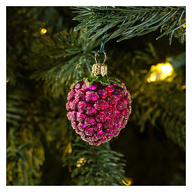 Raspberry, blown glass Christmas tree decoration