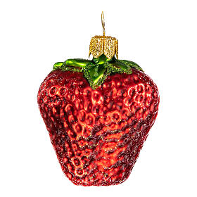 Red strawberries Christmas tree blown glass decoration