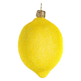 Yellow lemon blown glass Christmas tree ornament