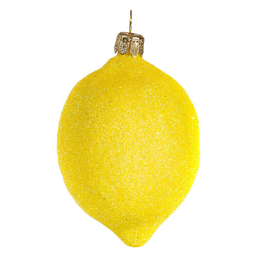 Yellow lemon blown glass Christmas tree ornament 1