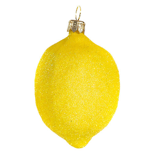 Yellow lemon blown glass Christmas tree ornament 3