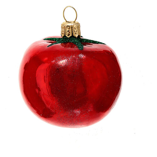 Red tomato, blown glass Christmas tree decoration 3
