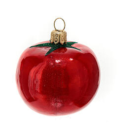 Tomate rouge décoration sapin Noël verre soufflé