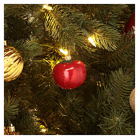 Tomate rouge décoration sapin Noël verre soufflé